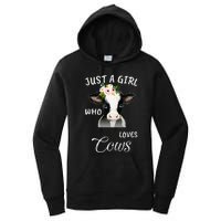 Funny Gift Watercolor Just A Girl Who Loves Cows  Women's Pullover Hoodie