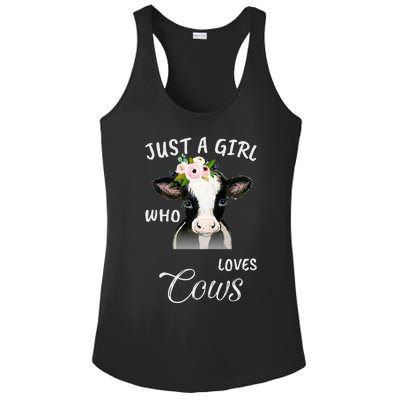 Funny Gift Watercolor Just A Girl Who Loves Cows  Ladies PosiCharge Competitor Racerback Tank