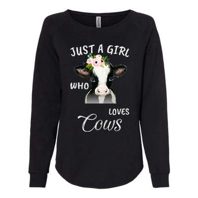 Funny Gift Watercolor Just A Girl Who Loves Cows  Womens California Wash Sweatshirt