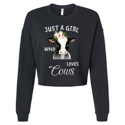 Funny Gift Watercolor Just A Girl Who Loves Cows  Cropped Pullover Crew