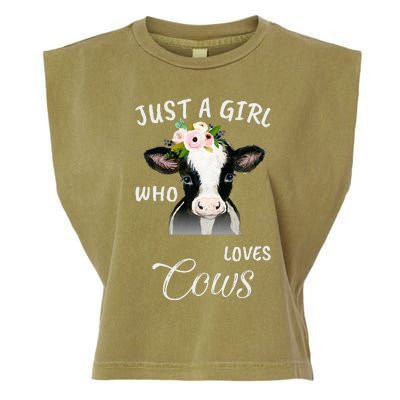 Funny Gift Watercolor Just A Girl Who Loves Cows  Garment-Dyed Women's Muscle Tee