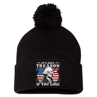 Funny George Washington Its Only Treason If You Lose Pom Pom 12in Knit Beanie