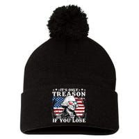 Funny George Washington Its Only Treason If You Lose Pom Pom 12in Knit Beanie