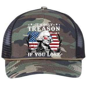 Funny George Washington Its Only Treason If You Lose Retro Rope Trucker Hat Cap