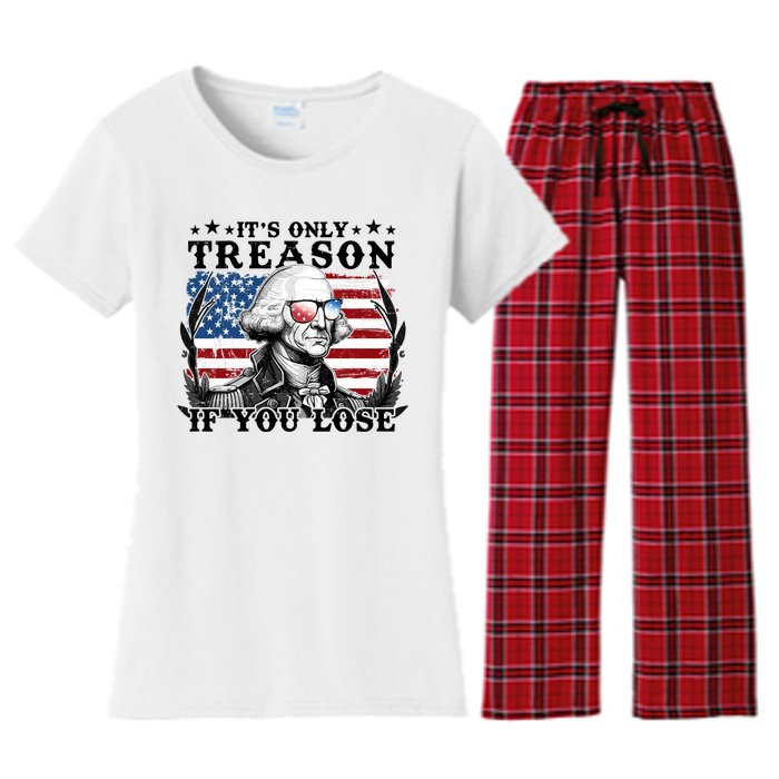 Funny George Washington Its Only Treason If You Lose Women's Flannel Pajama Set