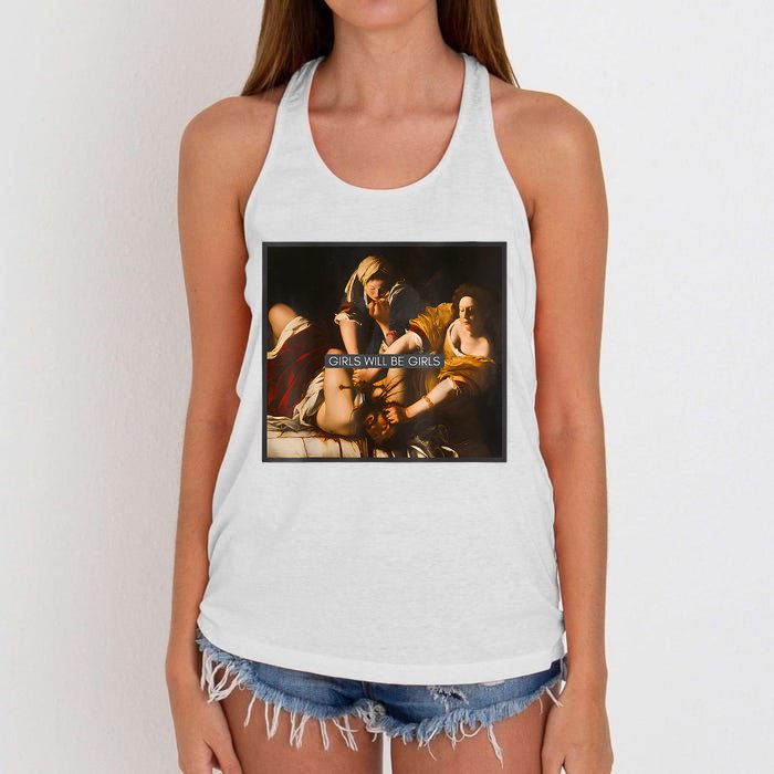 Feminism Girl Will Be Girl Judith Holofernes Funny Women's Knotted Racerback Tank