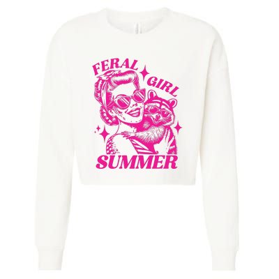 Feral Girl Women Cropped Pullover Crew