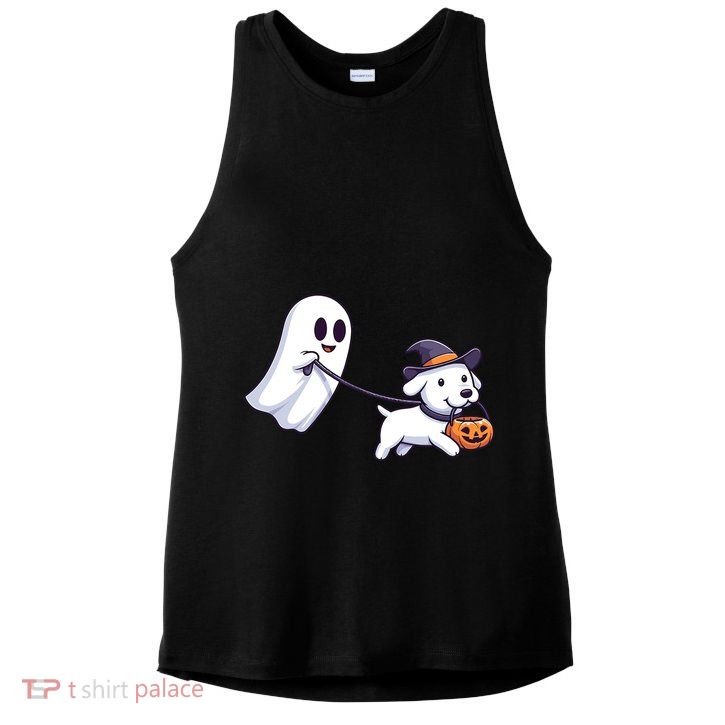 Funny Ghost Walking Dog Ghost Dog Halloween Night Ladies PosiCharge Tri-Blend Wicking Tank