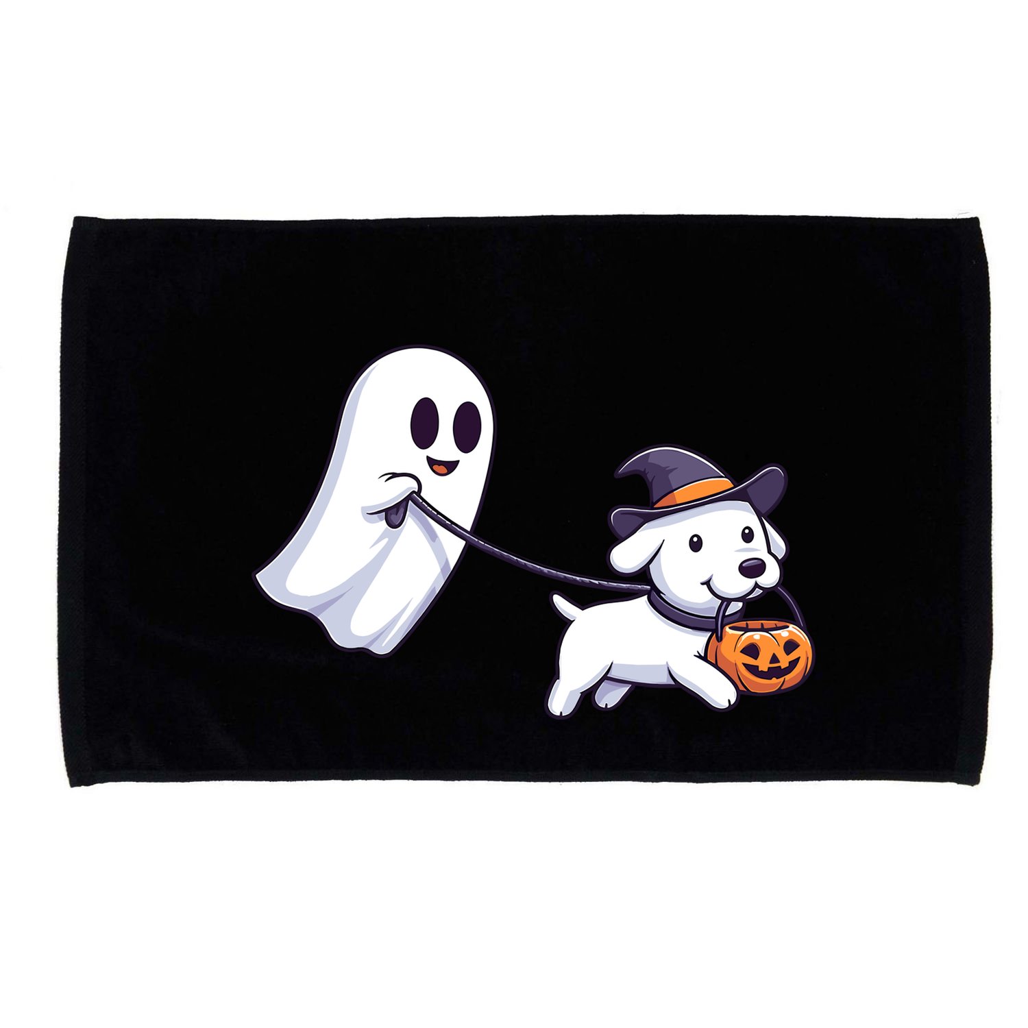 Funny Ghost Walking Dog Ghost Dog Halloween Night Microfiber Hand Towel