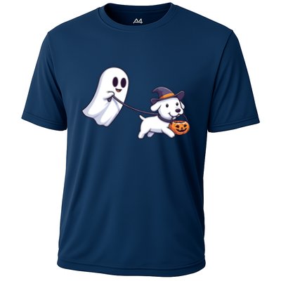 Funny Ghost Walking Dog Ghost Dog Halloween Night Performance Shirt