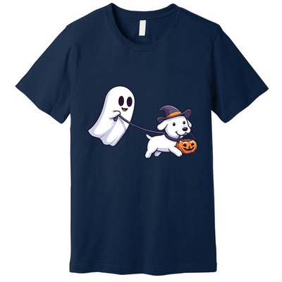 Funny Ghost Walking Dog Ghost Dog Halloween Night Premium T-Shirt