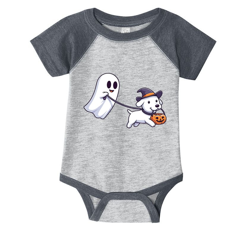 Funny Ghost Walking Dog Ghost Dog Halloween Night Infant Baby Jersey Bodysuit