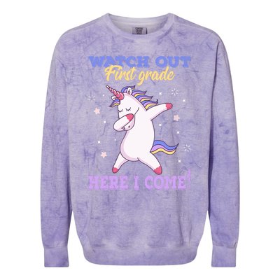  First Grade Watch Out First Grade Here I Come Colorblast Crewneck Sweatshirt