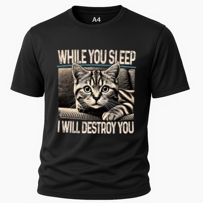 Funny Graphic While You Sleep I Will Destroy You Cat Performance Shirt