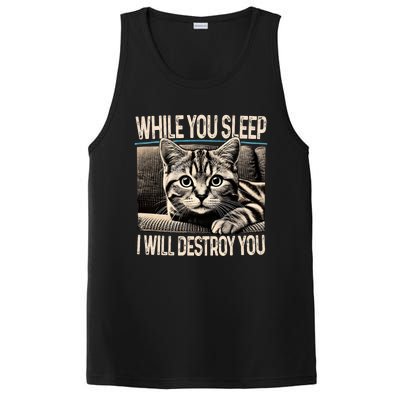 Funny Graphic While You Sleep I Will Destroy You Cat PosiCharge Competitor Tank