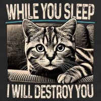Funny Graphic While You Sleep I Will Destroy You Cat Golf Towel