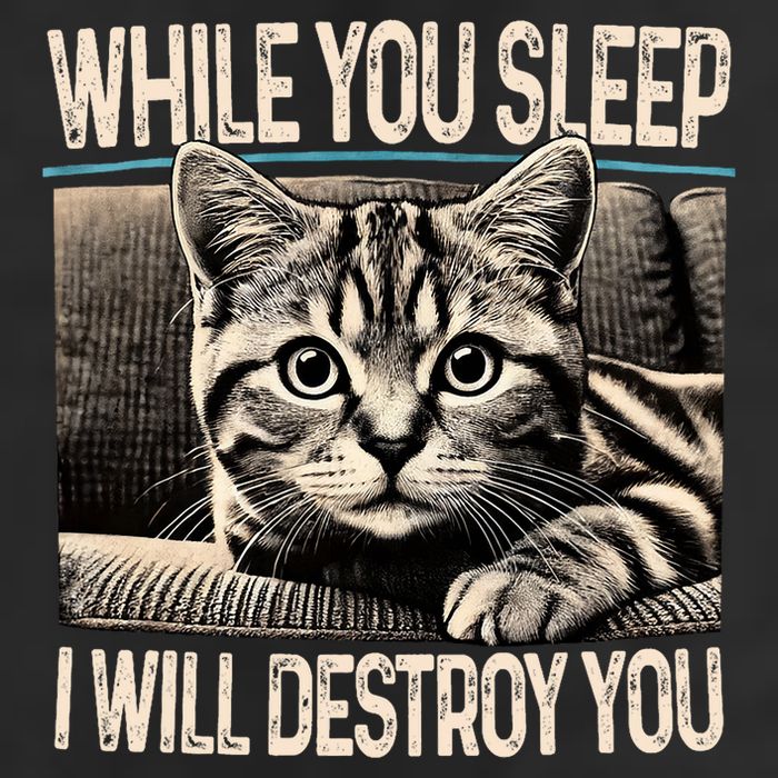 Funny Graphic While You Sleep I Will Destroy You Cat Golf Towel