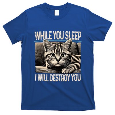 Funny Graphic While You Sleep I Will Destroy You Cat T-Shirt