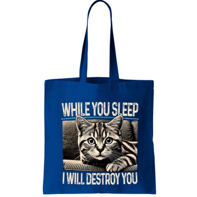 Funny Graphic While You Sleep I Will Destroy You Cat Bag