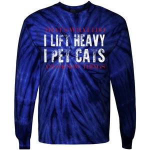 Funny Gym Weightlifting Workout Cat Animal Saying Tie-Dye Long Sleeve Shirt