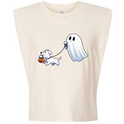 Funny Ghost Walking Dog Ghost Dog Halloween Night Garment-Dyed Women's Muscle Tee