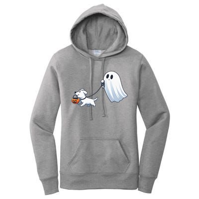 Funny Ghost Walking Dog Ghost Dog Halloween Night Women's Pullover Hoodie