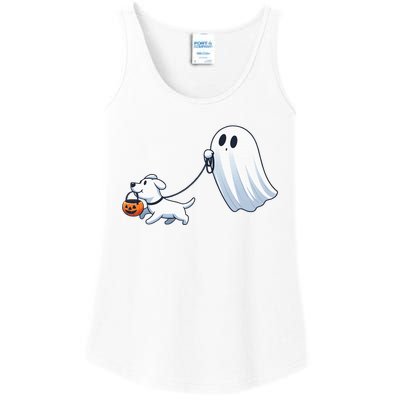 Funny Ghost Walking Dog Ghost Dog Halloween Night Ladies Essential Tank