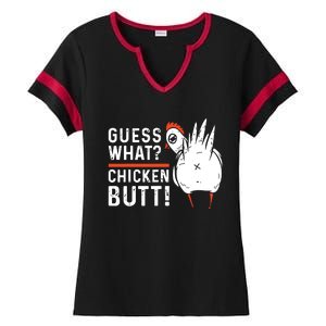 Funny Guess What Chicken Butt White Designs Ladies Halftime Notch Neck Tee