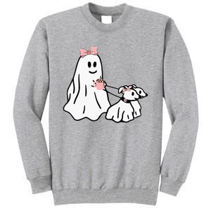 Funny Ghost Walking Dog Spooky Season Halloween Coquette Tall Sweatshirt