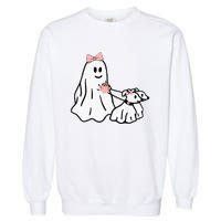 Funny Ghost Walking Dog Spooky Season Halloween Coquette Garment-Dyed Sweatshirt