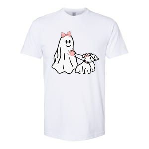 Funny Ghost Walking Dog Spooky Season Halloween Coquette Softstyle CVC T-Shirt