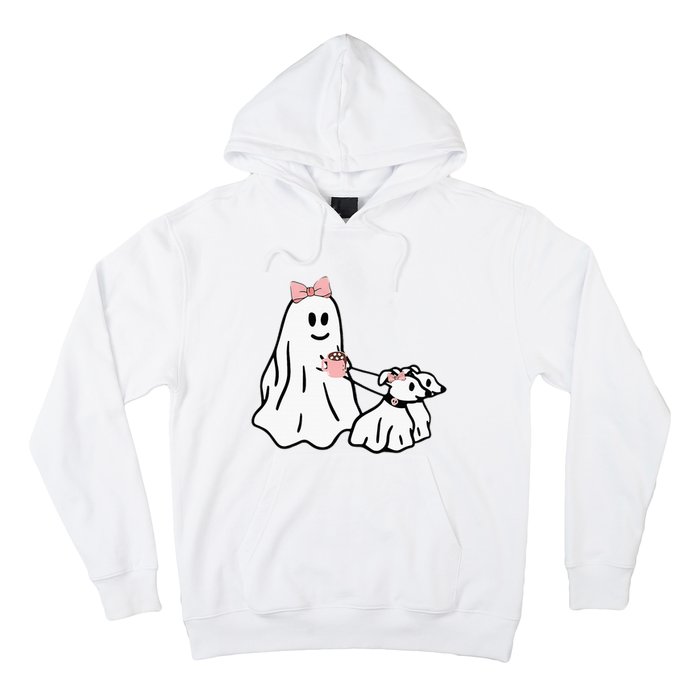 Funny Ghost Walking Dog Spooky Season Halloween Coquette Hoodie