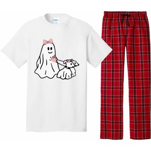 Funny Ghost Walking Dog Spooky Season Halloween Coquette Pajama Set