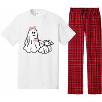 Funny Ghost Walking Dog Spooky Season Halloween Coquette Pajama Set