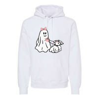 Funny Ghost Walking Dog Spooky Season Halloween Coquette Premium Hoodie