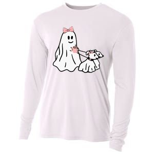 Funny Ghost Walking Dog Spooky Season Halloween Coquette Cooling Performance Long Sleeve Crew