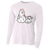 Funny Ghost Walking Dog Spooky Season Halloween Coquette Cooling Performance Long Sleeve Crew