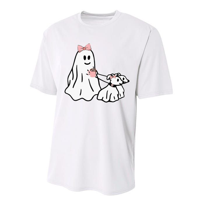 Funny Ghost Walking Dog Spooky Season Halloween Coquette Performance Sprint T-Shirt