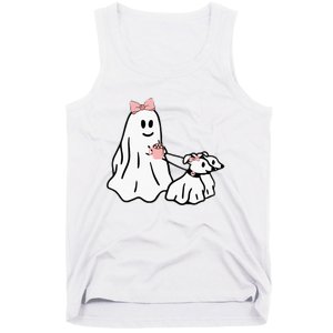 Funny Ghost Walking Dog Spooky Season Halloween Coquette Tank Top