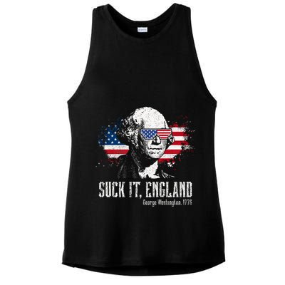 Funny George Washington Suck It England Vintage July 4th Ladies PosiCharge Tri-Blend Wicking Tank