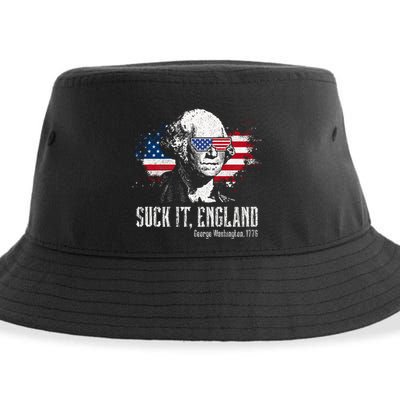 Funny George Washington Suck It England Vintage July 4th Sustainable Bucket Hat