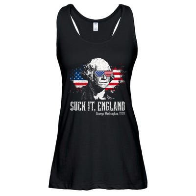 Funny George Washington Suck It England Vintage July 4th Ladies Essential Flowy Tank