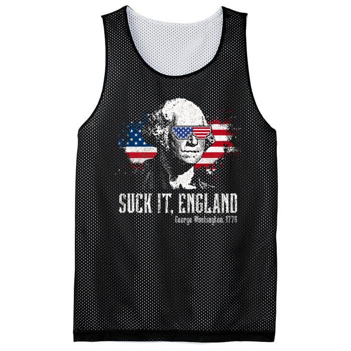 Funny George Washington Suck It England Vintage July 4th Mesh Reversible Basketball Jersey Tank