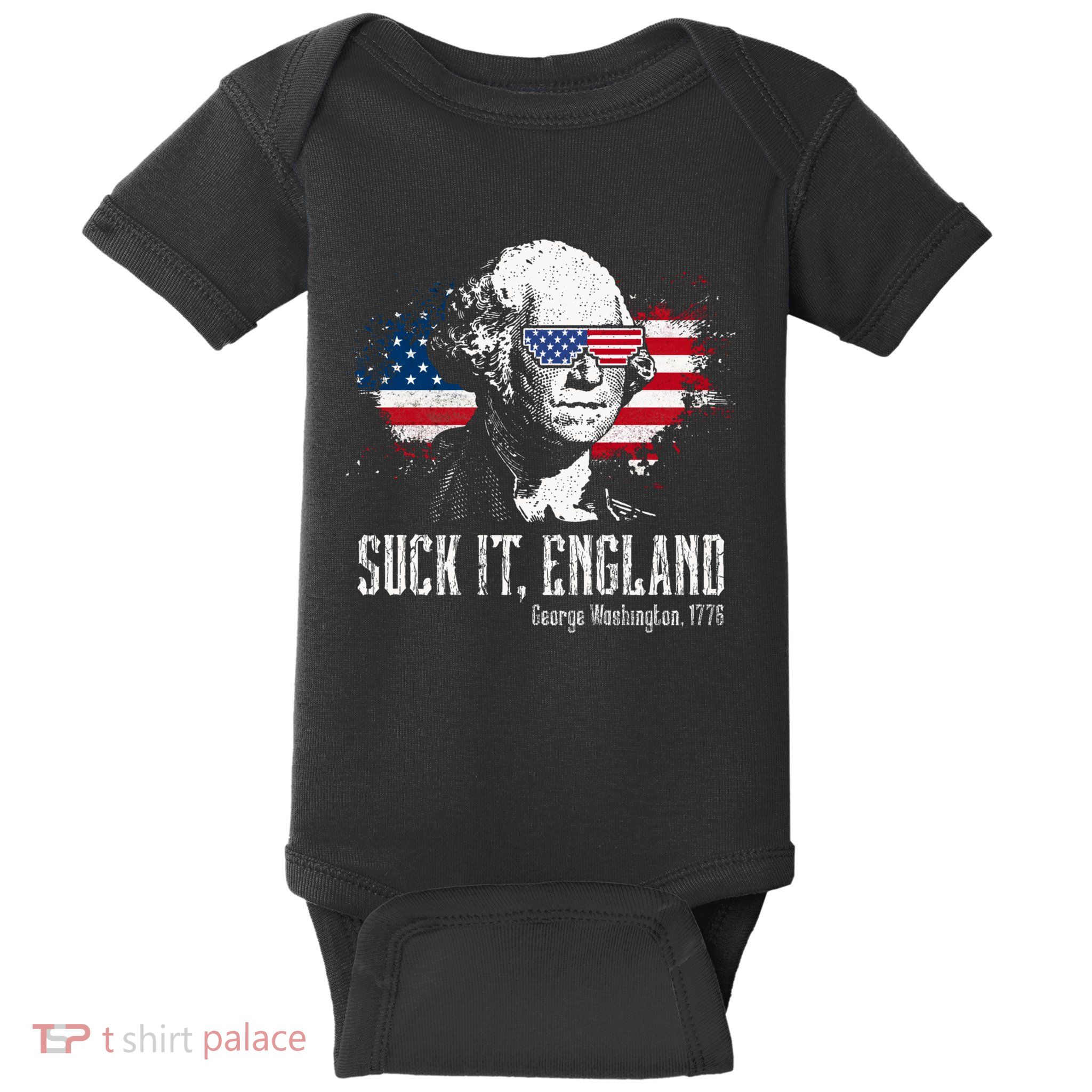 Funny George Washington Suck It England Vintage July 4th Baby Bodysuit