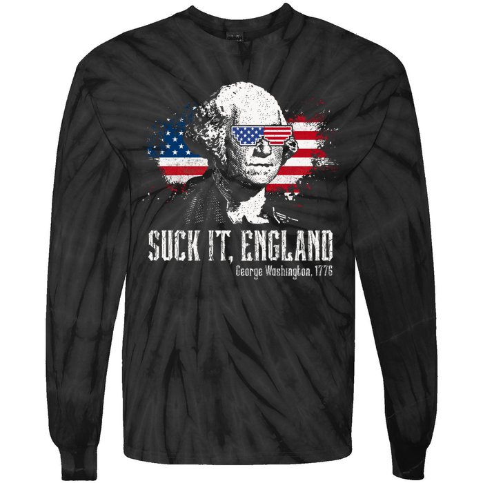 Funny George Washington Suck It England Vintage July 4th Tie-Dye Long Sleeve Shirt