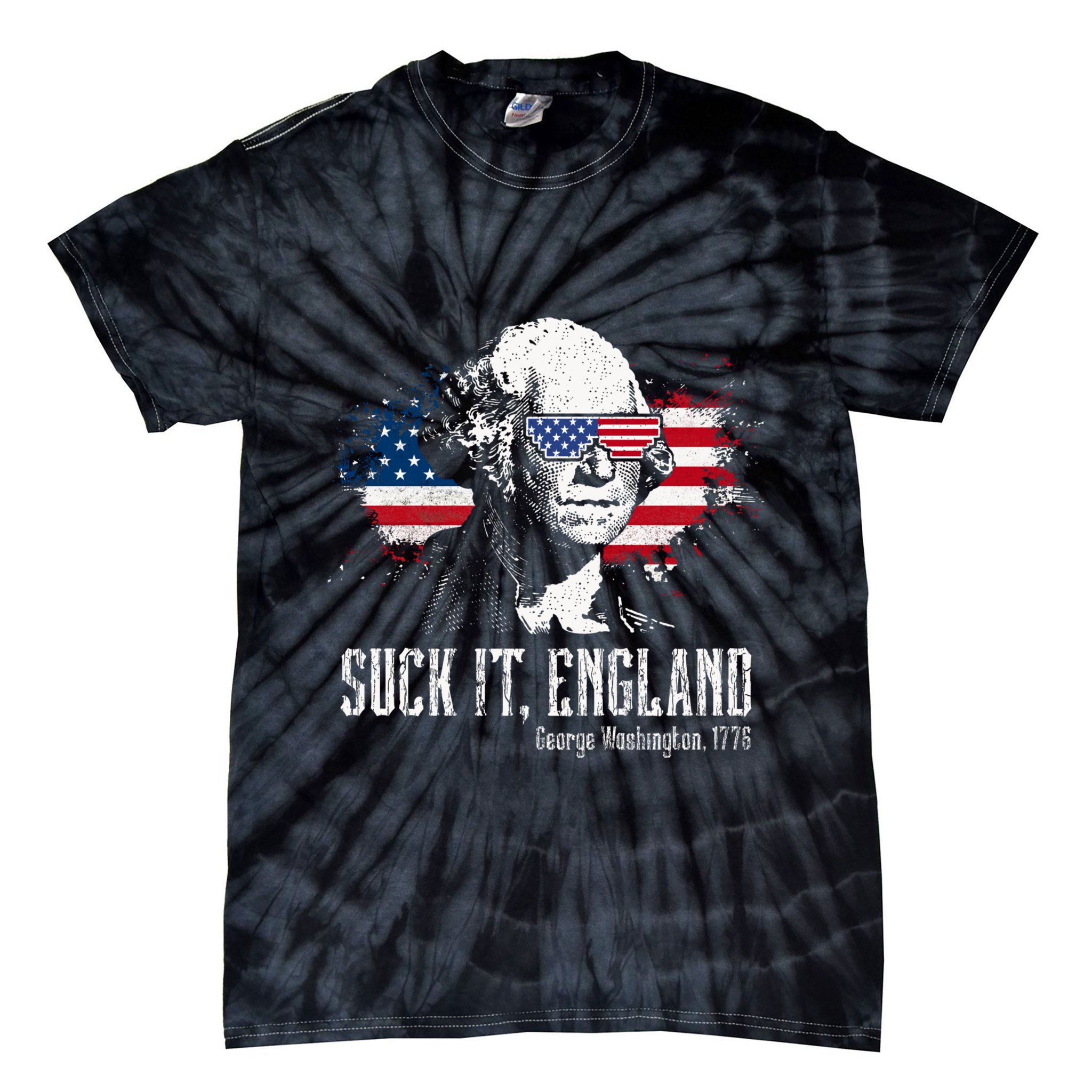 Funny George Washington Suck It England Vintage July 4th Tie-Dye T-Shirt
