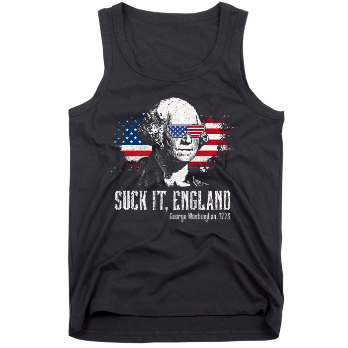 Funny George Washington Suck It England Vintage July 4th Tank Top