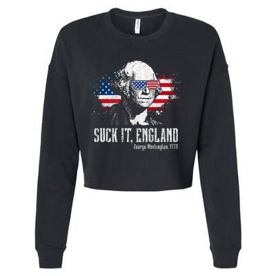 Funny George Washington Suck It England Vintage July 4th Cropped Pullover Crew