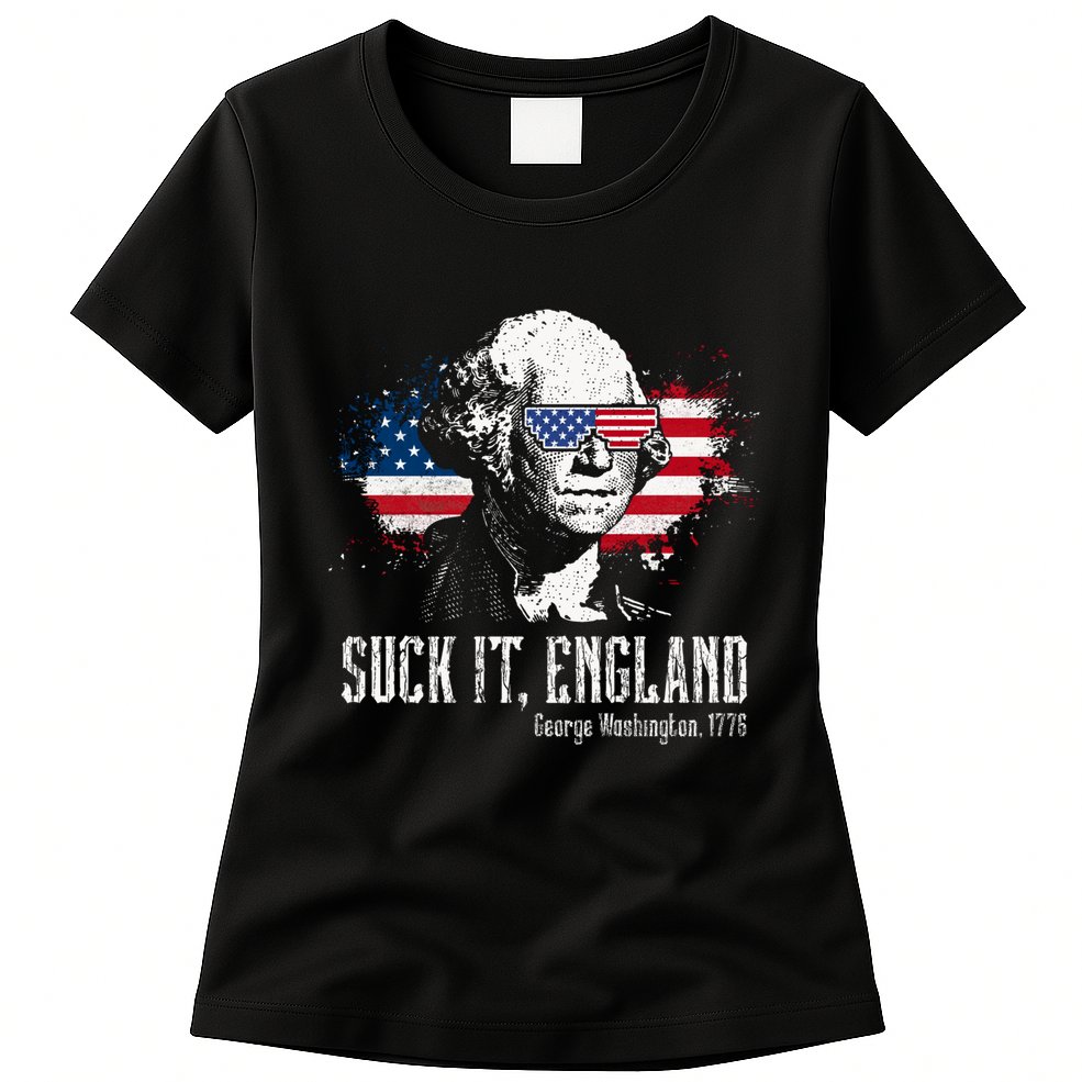 Funny George Washington Suck It England Vintage July 4th Womens T-Shirt