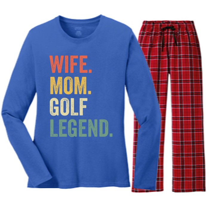 Funny Golfer Wife Mom Golf Legend Golfing Mother Gift Women's Long Sleeve Flannel Pajama Set 